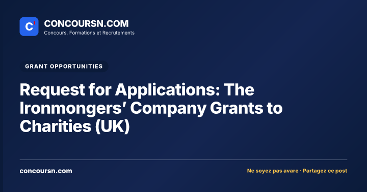 Request for Applications: The Ironmongers’ Company Grants to Charities (UK)
