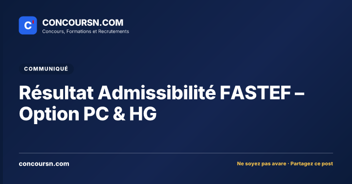 Illustration de l’article : Résultat Admissibilité FASTEF – Option PC & HG