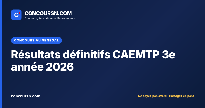 Illustration de l’article : Résultats définitifs CAEMTP 3e année 2026