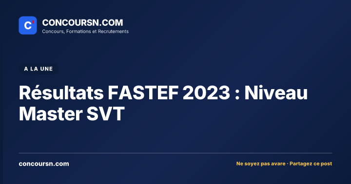 Illustration de l’article : Résultats FASTEF 2023 : Niveau Master SVT