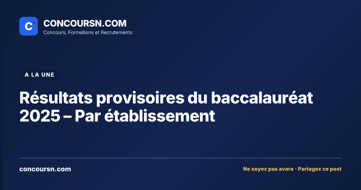 Illustration de l’article : Résultats provisoires du baccalauréat 2025 – Par établissement