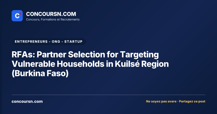 RFAs: Partner Selection for Targeting Vulnerable Households in Kuilsé Region (Burkina Faso)