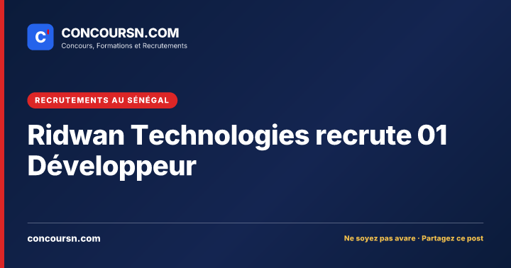 Illustration de l’article : Ridwan Technologies recrute 01 Développeur