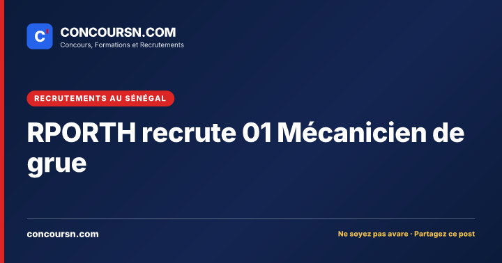 Illustration de l’article : RPORTH recrute 01 Mécanicien de grue