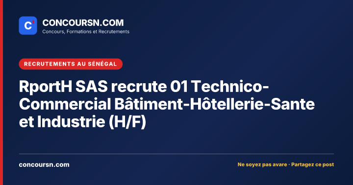 Illustration de l’article : RportH SAS recrute 01 Technico-Commercial Bâtiment-Hôtellerie-Sante et Industrie (H/F)