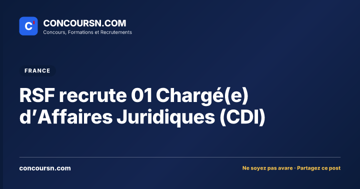 Illustration de l’article : RSF recrute 01 Chargé(e) d’Affaires Juridiques (CDI)