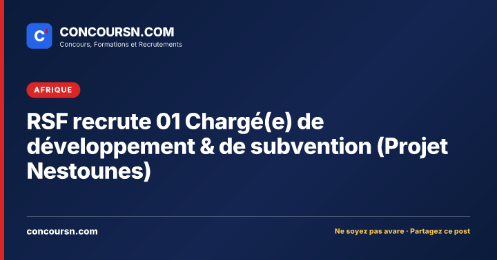 Illustration de l’article : RSF recrute 01 Chargé(e) de développement & de subvention (Projet Nestounes)