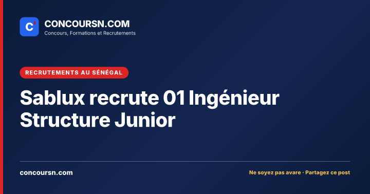 Illustration de l’article : Sablux recrute 01 Ingénieur Structure Junior