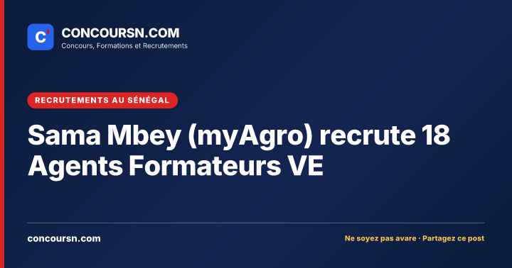 Illustration de l’article : Sama Mbey (myAgro) recrute 18 Agents Formateurs VE