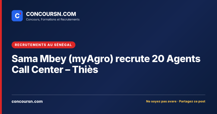 Illustration de l’article : Sama Mbey (myAgro) recrute 20 Agents Call Center – Thiès