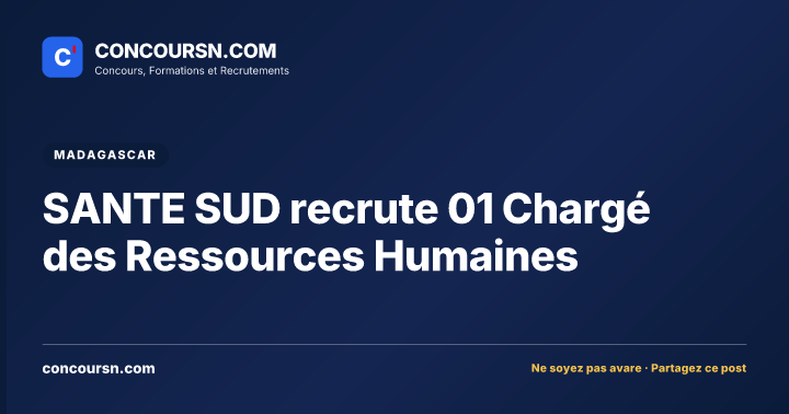 Illustration de l’article : SANTE SUD recrute 01 Chargé des Ressources Humaines