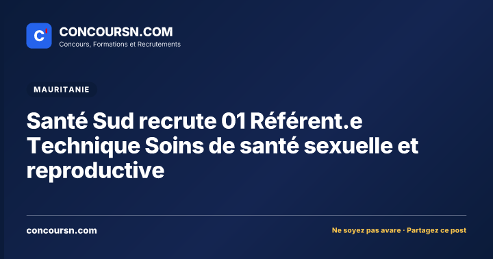 Illustration de l’article : Santé Sud recrute 01 Référent.e Technique Soins de santé sexuelle et reproductive