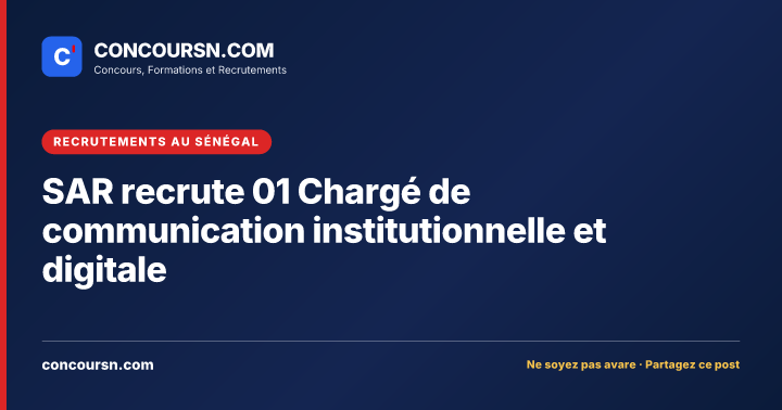 Illustration de l’article : SAR recrute 01 Chargé de communication institutionnelle et digitale