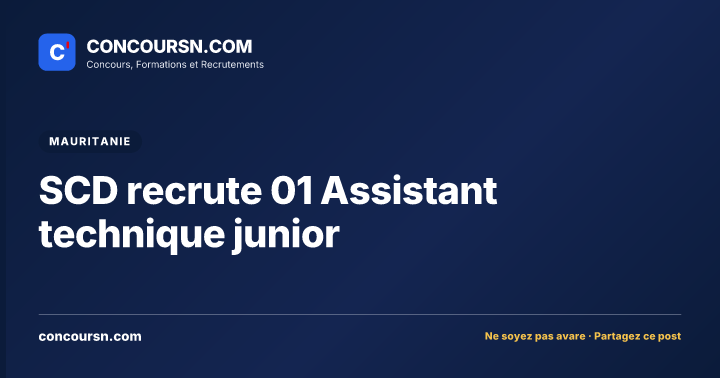 Illustration de l’article : SCD recrute 01 Assistant technique junior