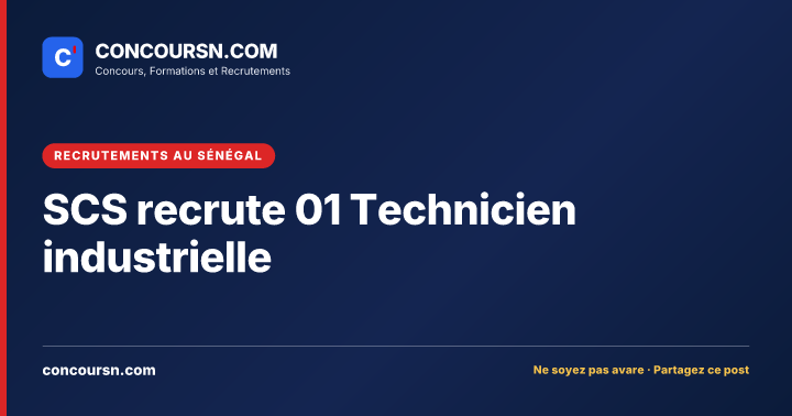 Illustration de l’article : SCS recrute 01 Technicien industrielle