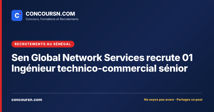 Illustration de l’article : Sen Global Network Services recrute 01 Ingénieur technico-commercial sénior