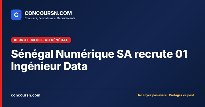 Illustration de l’article : Sénégal Numérique SA recrute 01 Ingénieur Data
