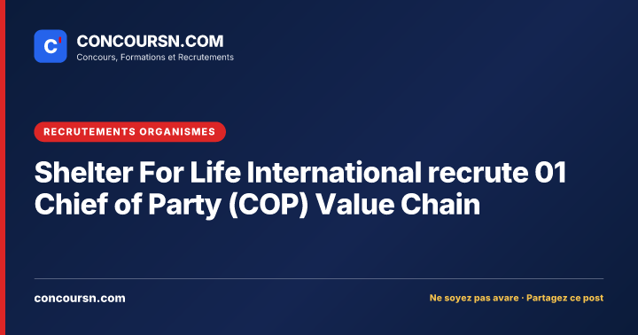 Illustration de l’article : Shelter For Life International recrute 01 Chief of Party (COP) Value Chain