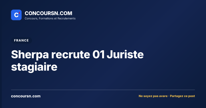 Illustration de l’article : Sherpa recrute 01 Juriste stagiaire