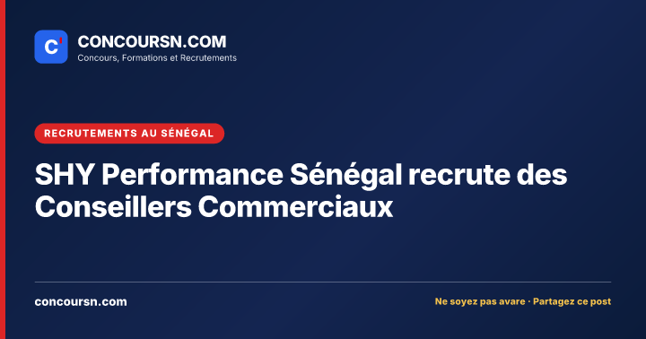 Illustration de l’article : SHY Performance Sénégal recrute des Conseillers Commerciaux