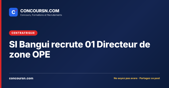 Illustration de l’article : SI Bangui recrute 01 Directeur de zone OPE