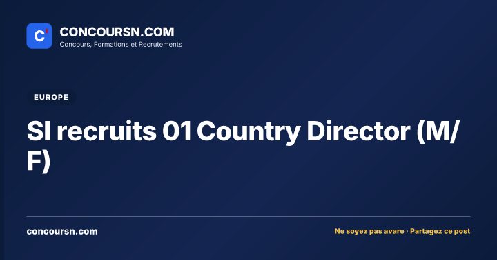 SI recruits 01 Country Director (M/F)