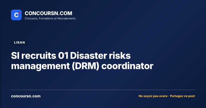 SI recruits 01 Disaster risks management (DRM) coordinator