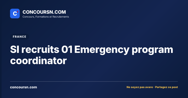 SI recruits 01 Emergency program coordinator