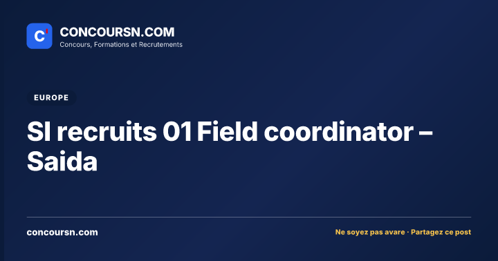 Illustration de l’article : SI recruits 01 Field coordinator – Saida