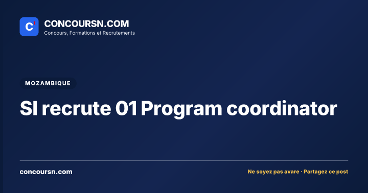 Illustration de l’article : SI recrute 01 Program coordinator
