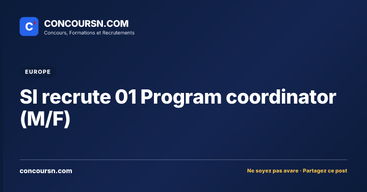 SI recrute 01 Program coordinator (M/F)