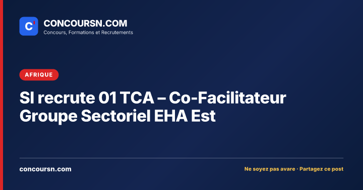 Illustration de l’article : SI recrute 01 TCA – Co-Facilitateur Groupe Sectoriel EHA Est