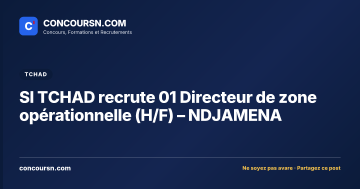 Illustration de l’article : SI TCHAD recrute 01 Directeur de zone opérationnelle (H/F) – NDJAMENA