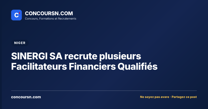Illustration de l’article : SINERGI SA recrute plusieurs Facilitateurs Financiers Qualifiés