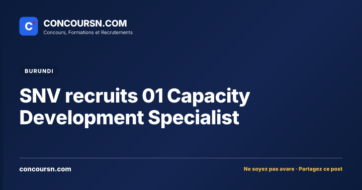 SNV recruits 01 Capacity Development Specialist