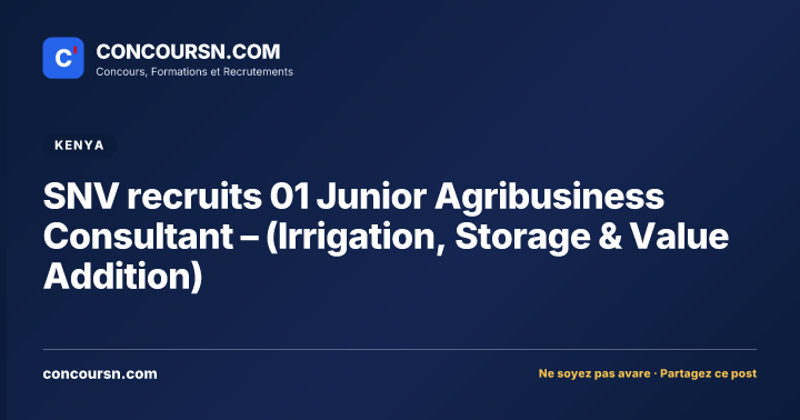 Illustration de l’article : SNV recruits 01 Junior Agribusiness Consultant – (Irrigation, Storage & Value Addition)