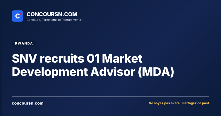 SNV recruits 01 Market Development Advisor (MDA)