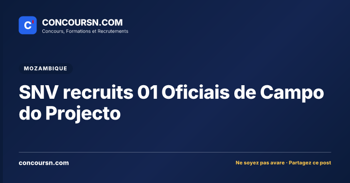 Illustration de l’article : SNV recruits 01 Oficiais de Campo do Projecto