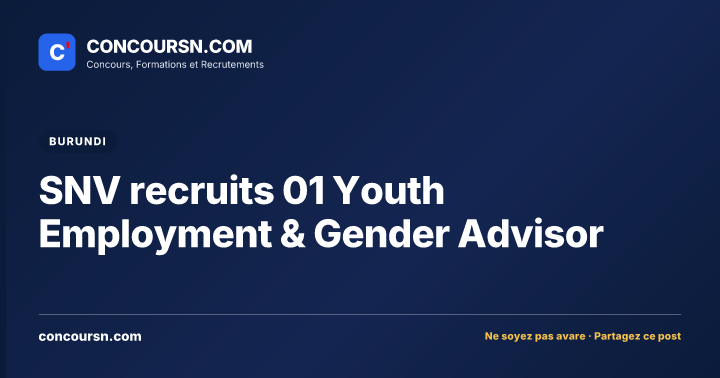 Illustration de l’article : SNV recruits 01 Youth Employment & Gender Advisor
