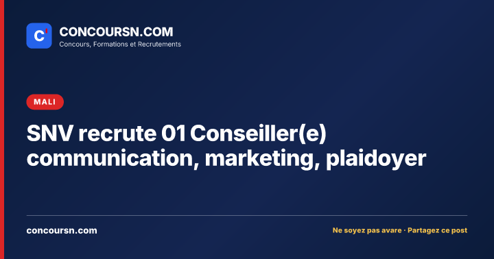 Illustration de l’article : SNV recrute 01 Conseiller(e) communication, marketing, plaidoyer