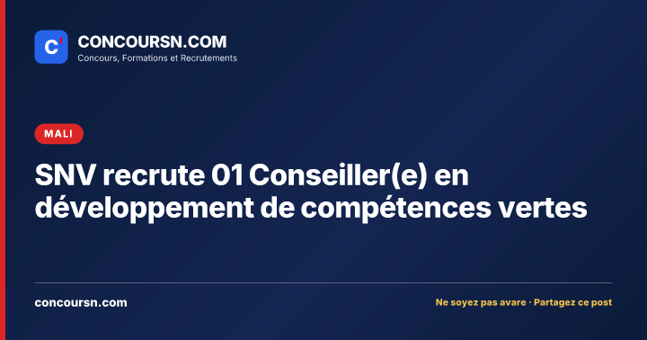Illustration de l’article : SNV recrute 01 Conseiller(e) en développement de compétences vertes