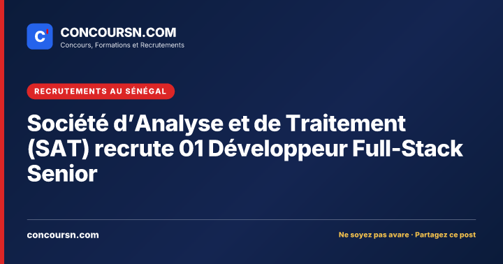 Illustration de l’article : Société d’Analyse et de Traitement (SAT) recrute 01 Développeur Full-Stack Senior