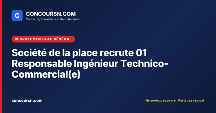 Illustration de l’article : Société de la place recrute 01 Responsable Ingénieur Technico-Commercial(e)