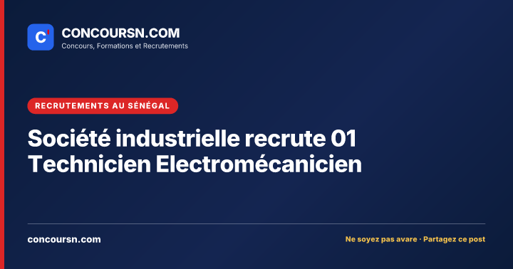 Illustration de l’article : Société industrielle recrute 01 Technicien Electromécanicien