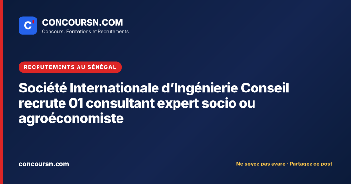 Illustration de l’article : Société Internationale d’Ingénierie Conseil recrute 01 consultant expert socio ou agroéconomiste