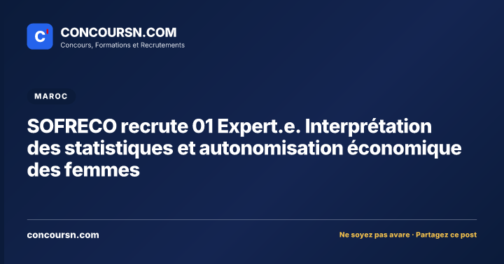 Illustration de l’article : SOFRECO recrute 01 Expert.e. Interprétation des statistiques et autonomisation économique des femmes