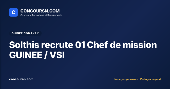 Illustration de l’article : Solthis recrute 01 Chef de mission GUINEE / VSI