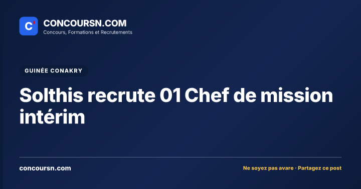 Solthis recrute 01 Chef de mission intérim