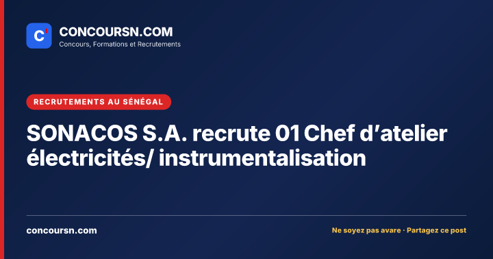 Illustration de l’article : SONACOS S.A. recrute 01 Chef d’atelier électricités/ instrumentalisation