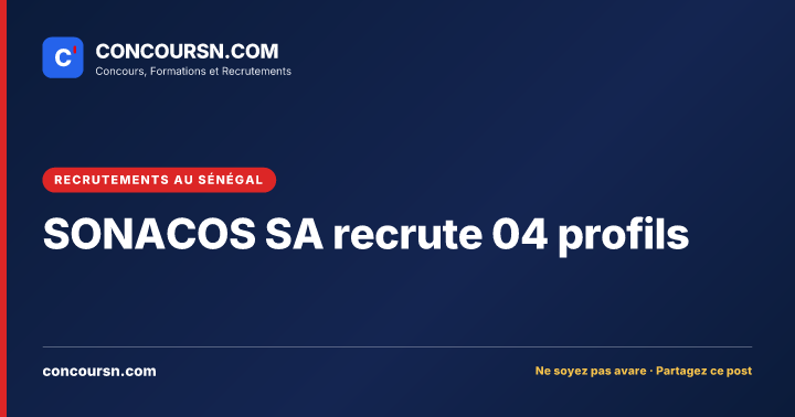 Illustration de l’article : SONACOS SA recrute 04 profils